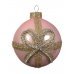 Χριστουγεννιάτικη Γυάλινη Μπάλα Ροζ, με Χρυσό Φιόγκο - Σετ 3 τεμ. (8cm)